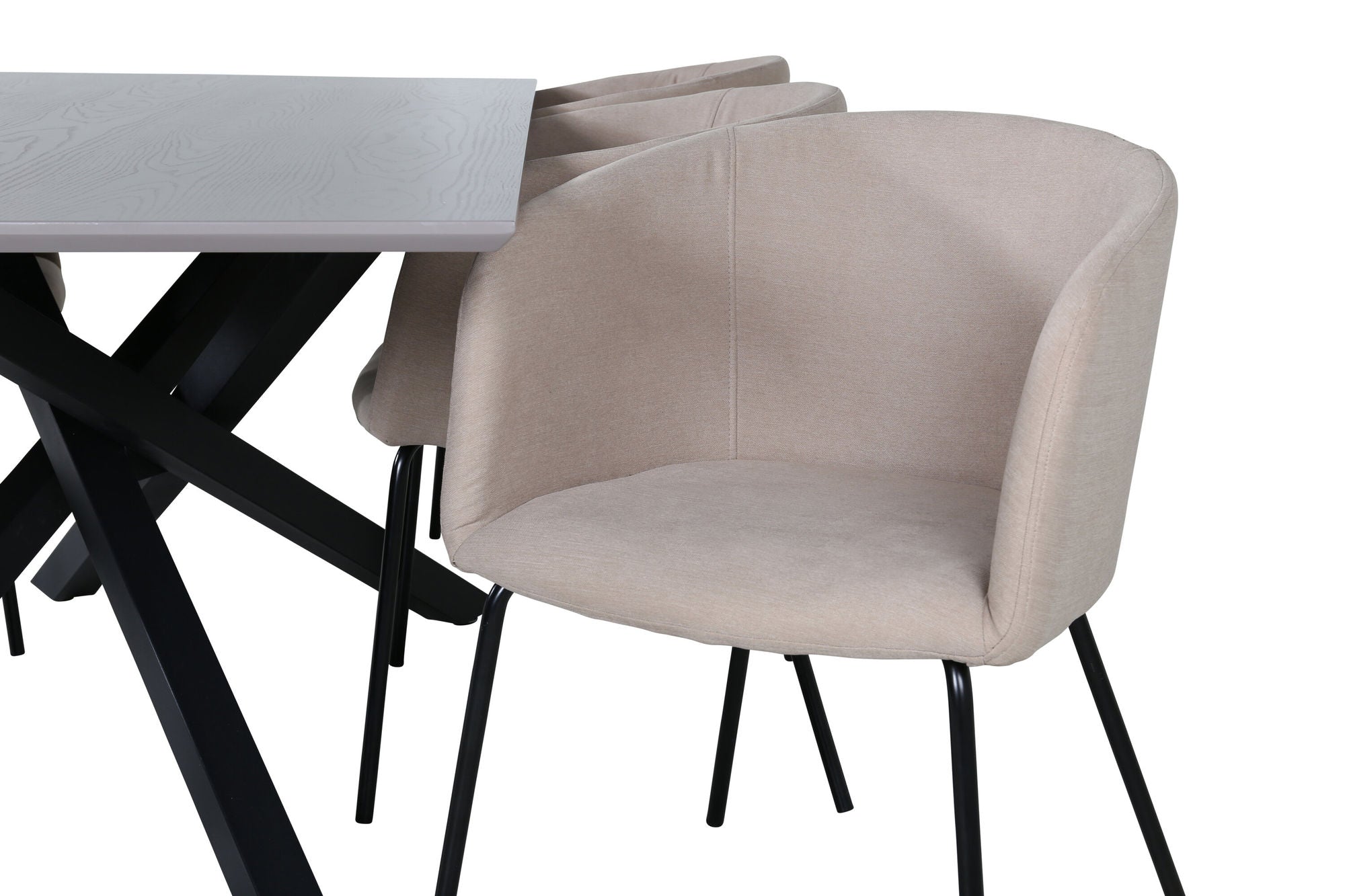 Venture Home Piazza spisebord - Black / Grey Veneer+Berit stol - Black / Beige Fabric (Polyester linen )_6