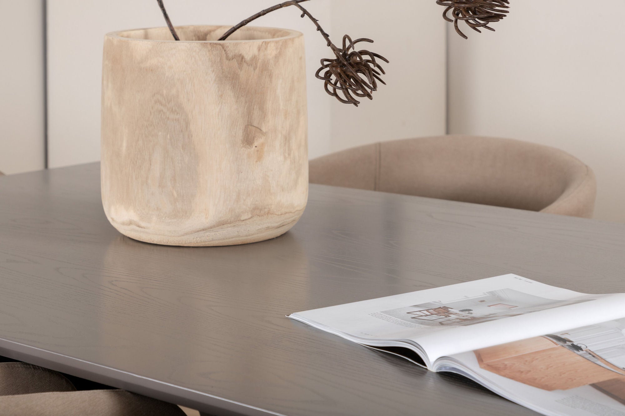 Venture Home Piazza spisebord - Black / Grey Veneer+Berit stol - Black / Beige Fabric (Polyester linen )_6