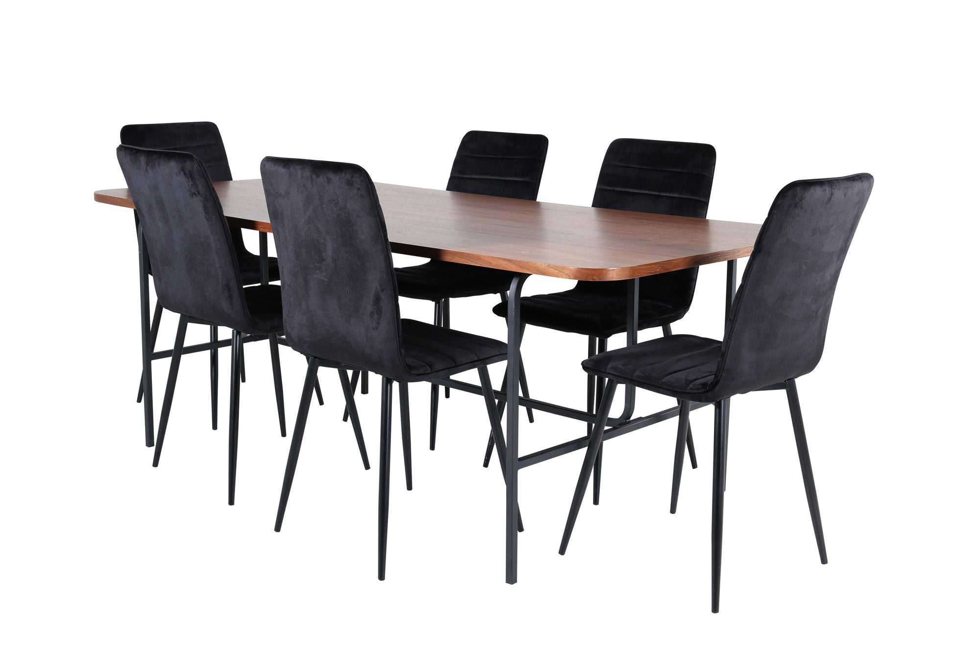 Venture Home Uno spisebord - Black / Walnut Veneer+Windu Lyx stol - Black / Black Velvet_6