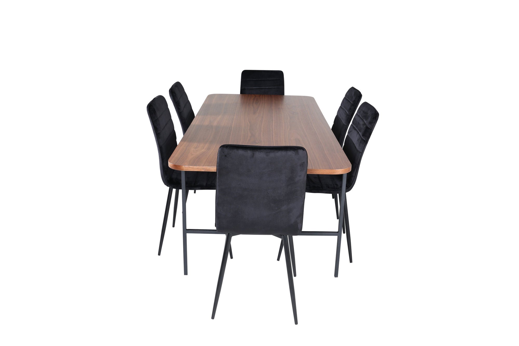 Venture Home Uno spisebord - Black / Walnut Veneer+Windu Lyx stol - Black / Black Velvet_6