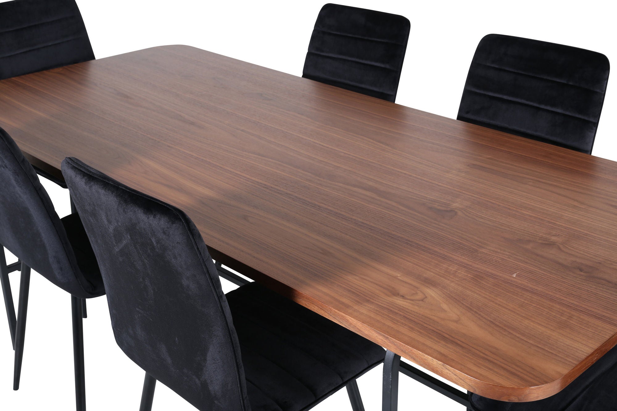 Venture Home Uno spisebord - Black / Walnut Veneer+Windu Lyx stol - Black / Black Velvet_6