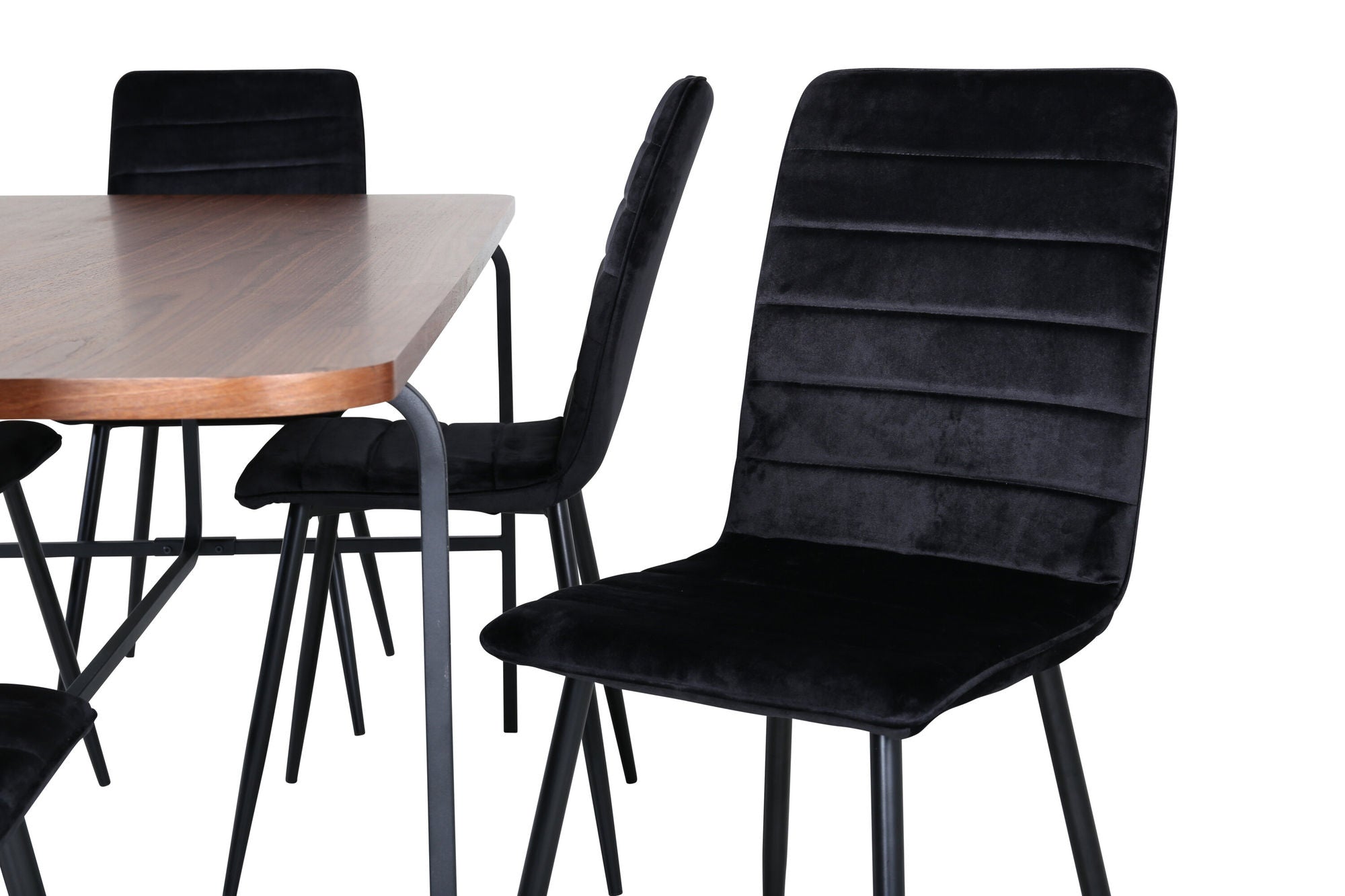 Venture Home Uno spisebord - Black / Walnut Veneer+Windu Lyx stol - Black / Black Velvet_6