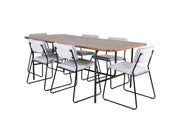 Venture Home Uno spisebord - Black / Walnut Veneer+Kenth stol - Black / Light Grey Velvet_6