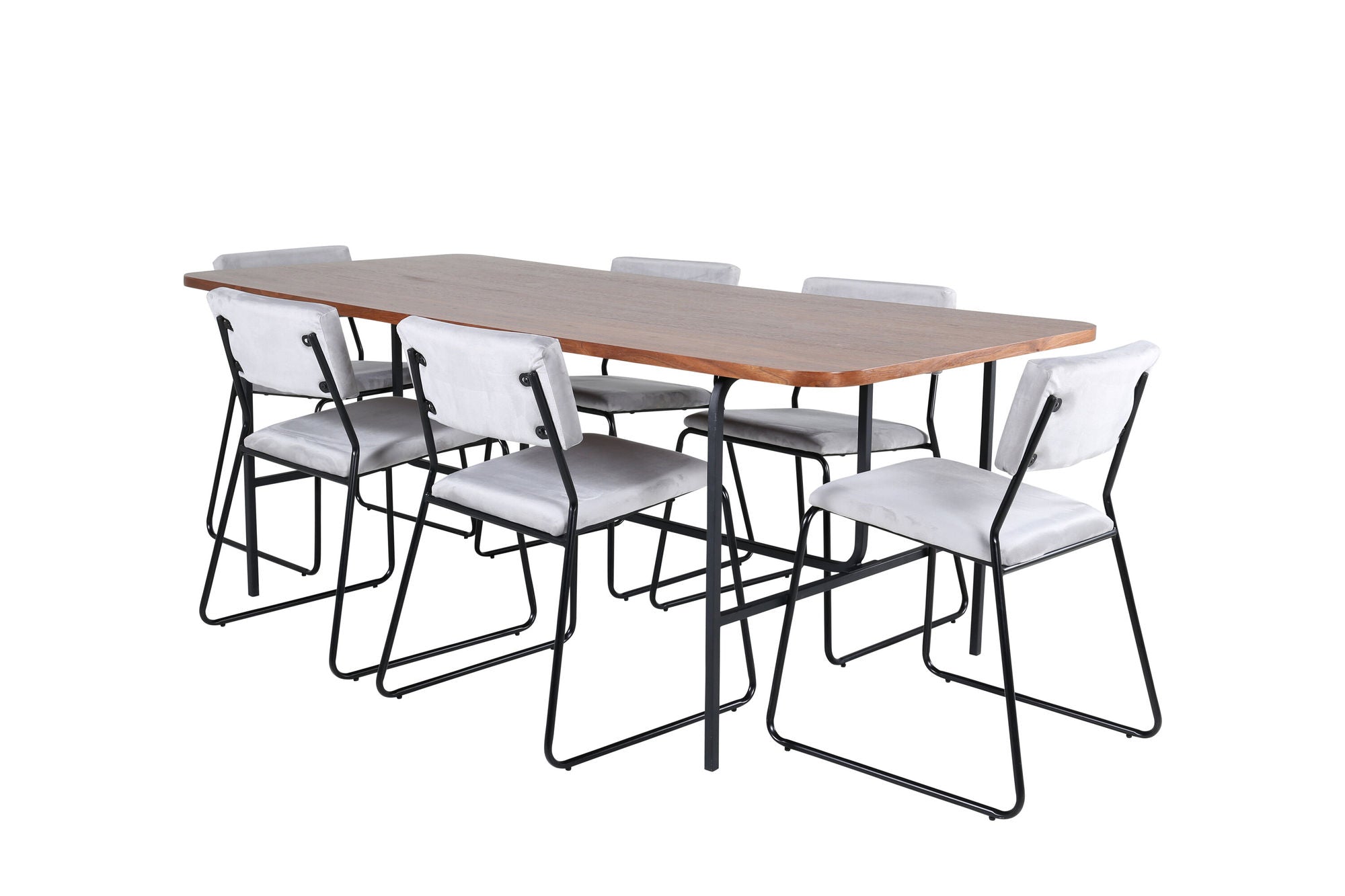 Venture Home Uno spisebord - Black / Walnut Veneer+Kenth stol - Black / Light Grey Velvet_6
