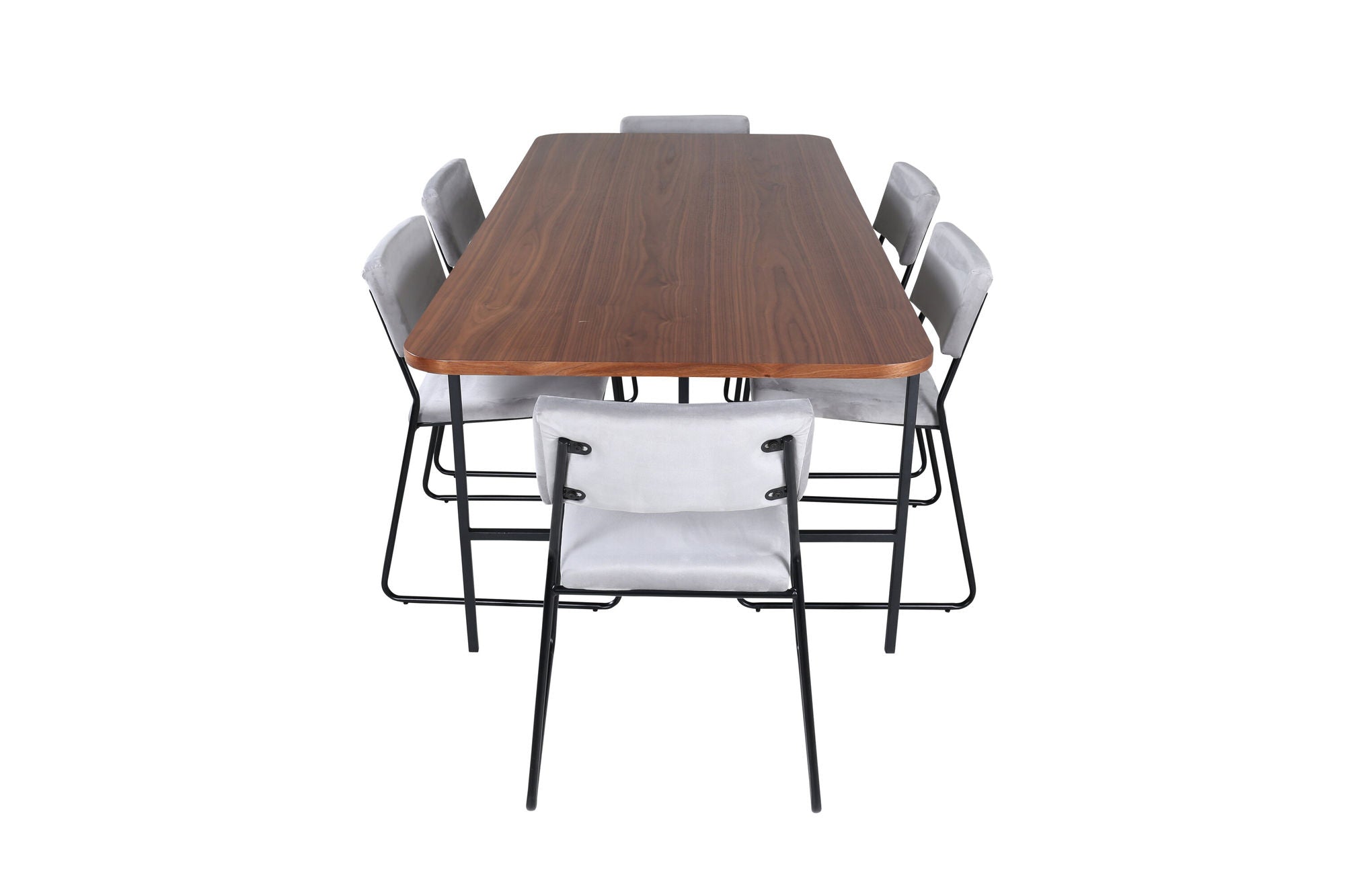 Venture Home Uno spisebord - Black / Walnut Veneer+Kenth stol - Black / Light Grey Velvet_6