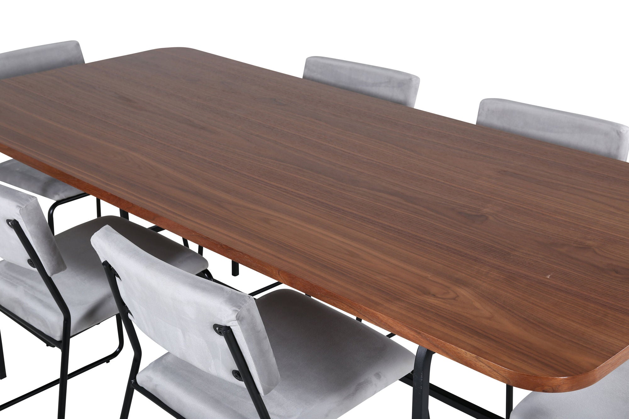 Venture Home Uno spisebord - Black / Walnut Veneer+Kenth stol - Black / Light Grey Velvet_6