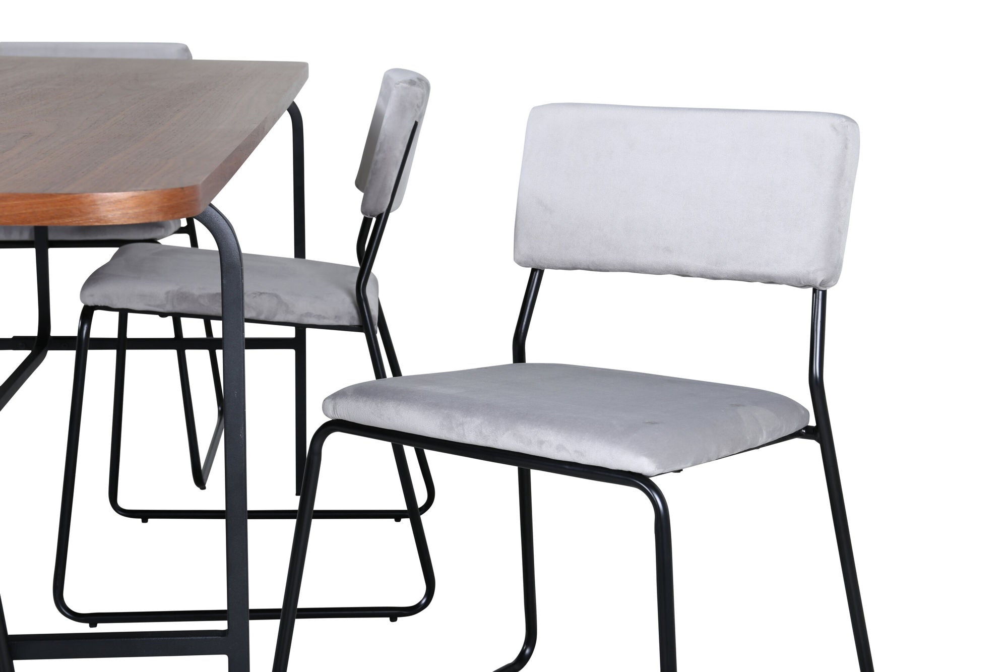 Venture Home Uno spisebord - Black / Walnut Veneer+Kenth stol - Black / Light Grey Velvet_6