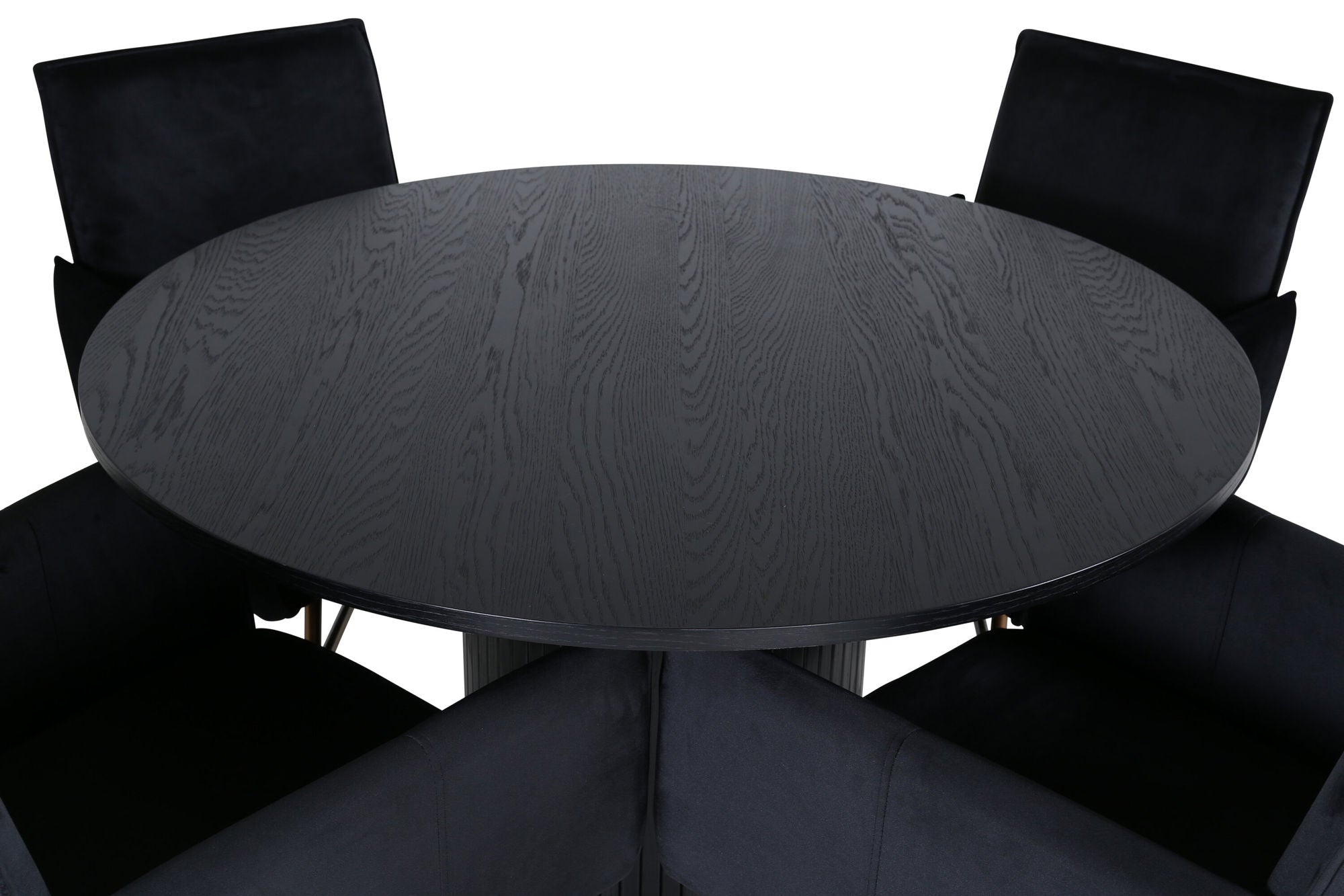 Venture Home Bianca rund spisebord - Black / Black Veneer+Petra stol - Distressed Copper / Black Velvet_4