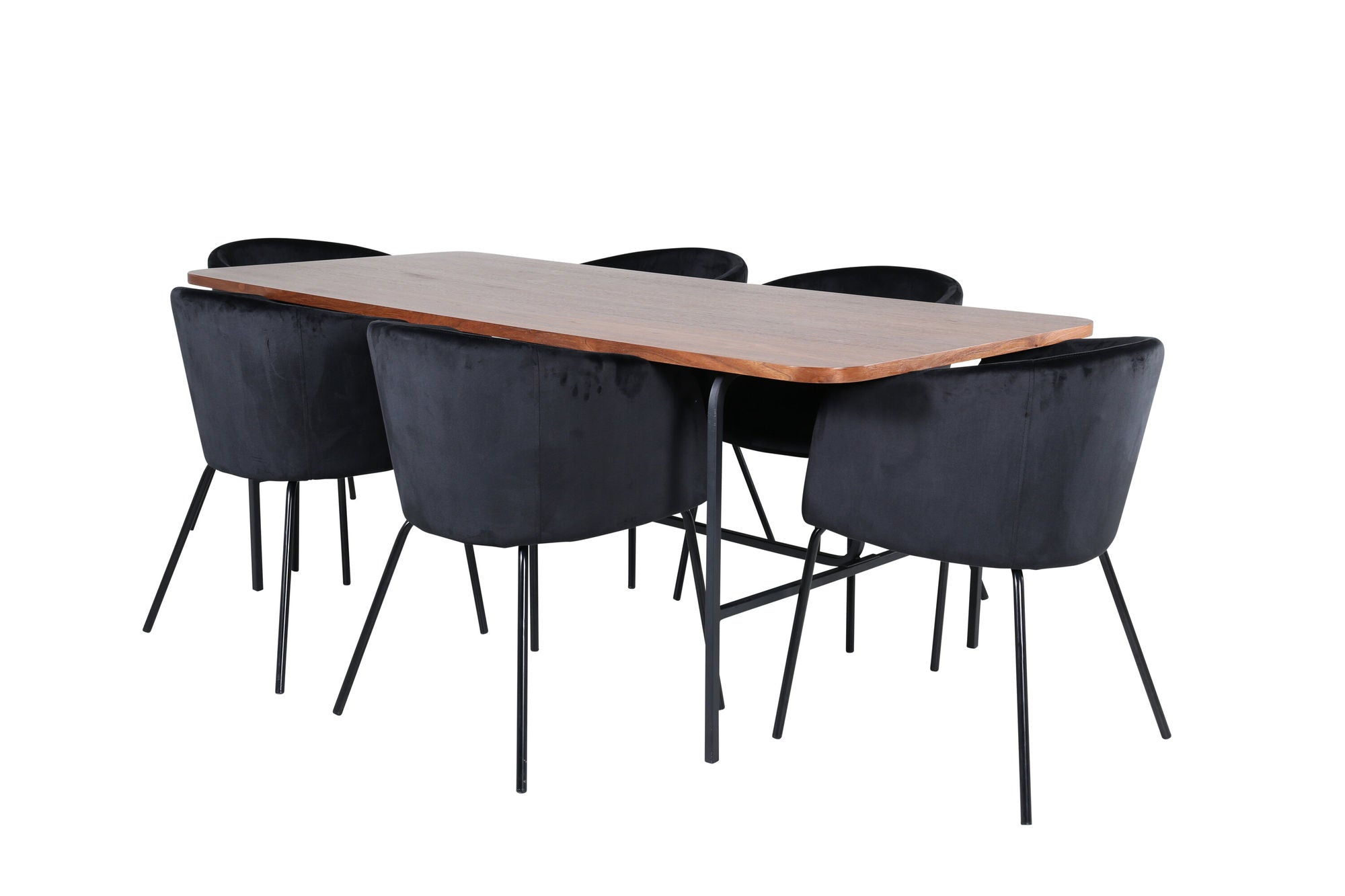 Venture Home Uno spisebord - Black / Walnut Veneer+Berit stol - Black / Black Velvet_6
