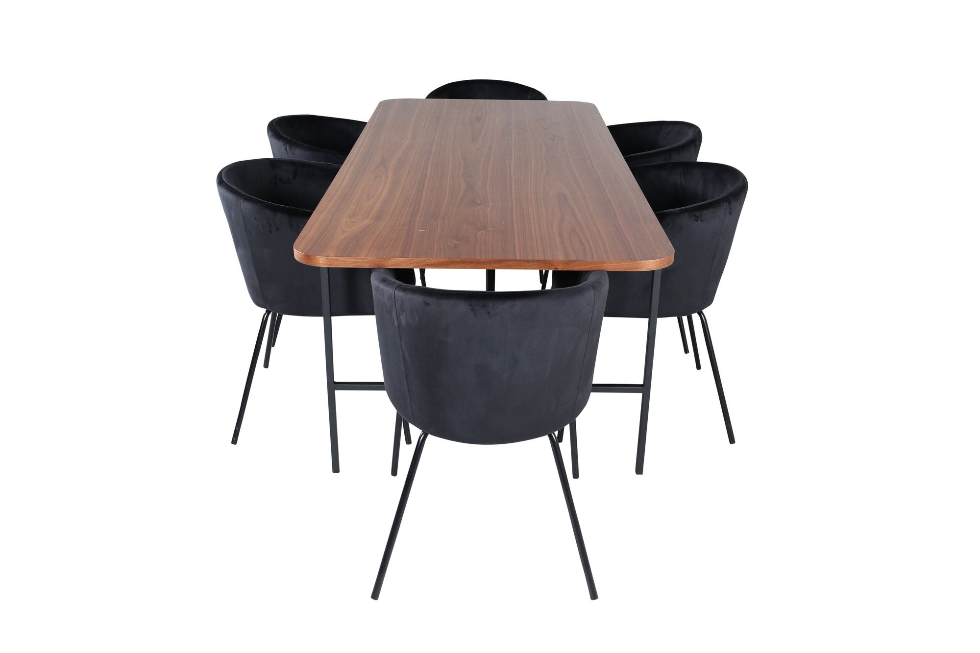 Venture Home Uno spisebord - Black / Walnut Veneer+Berit stol - Black / Black Velvet_6