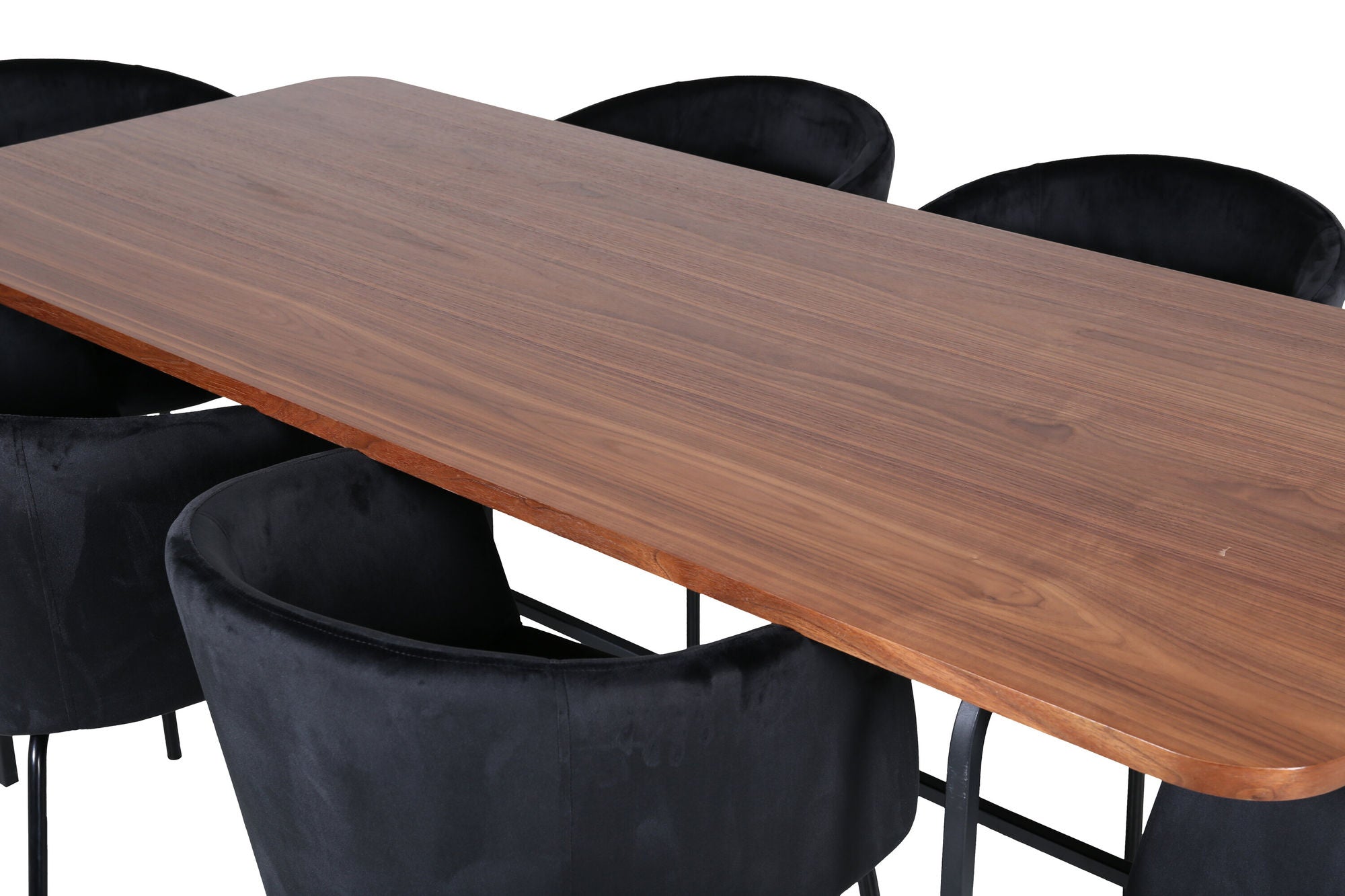 Venture Home Uno spisebord - Black / Walnut Veneer+Berit stol - Black / Black Velvet_6