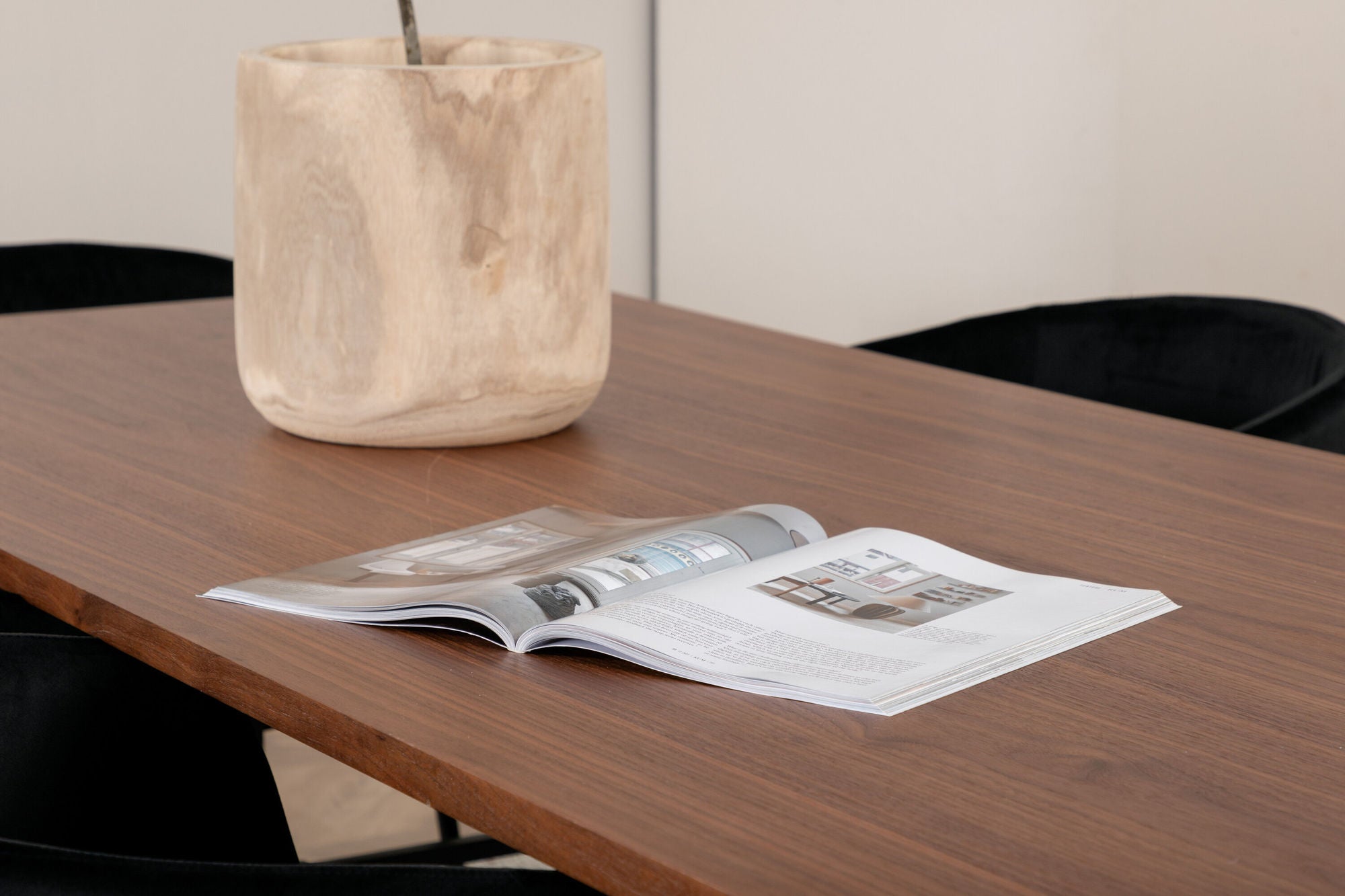 Venture Home Uno spisebord - Black / Walnut Veneer+Berit stol - Black / Black Velvet_6