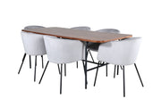 Venture Home Uno spisebord - Black / Walnut Veneer+Berit stol - Black / Light Grey Velvet_6