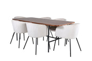 Venture Home Uno spisebord - Black / Walnut Veneer+Berit stol - Black / Beige Velvet_6