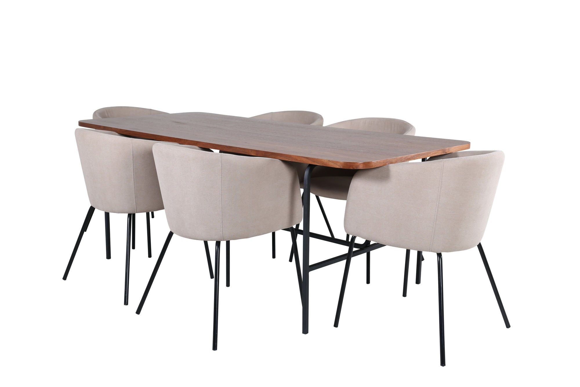 Venture Home Uno spisebord - Black / Walnut Veneer+Berit stol - Black / Beige Fabric (Polyester linen )_6
