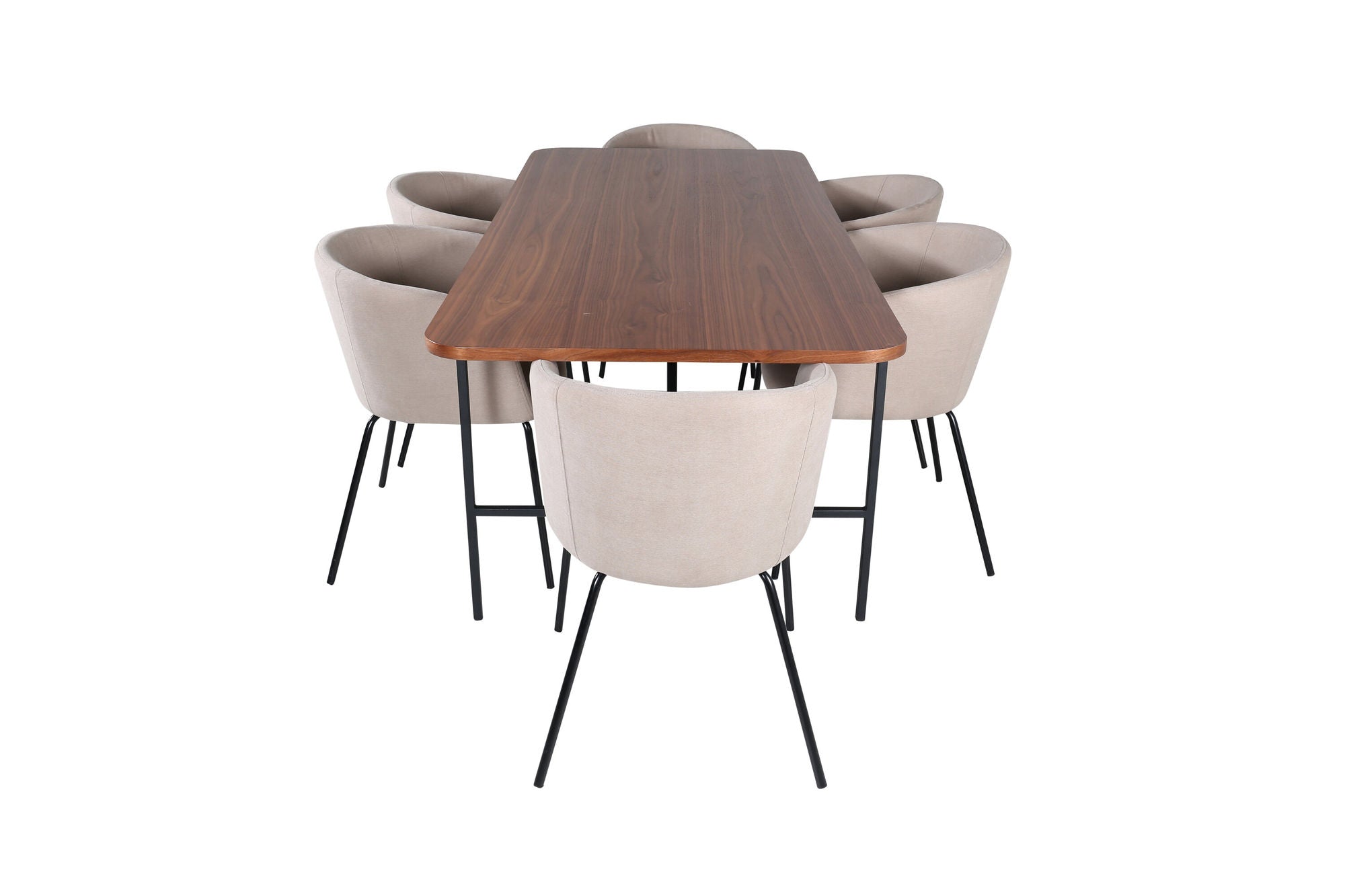 Venture Home Uno spisebord - Black / Walnut Veneer+Berit stol - Black / Beige Fabric (Polyester linen )_6