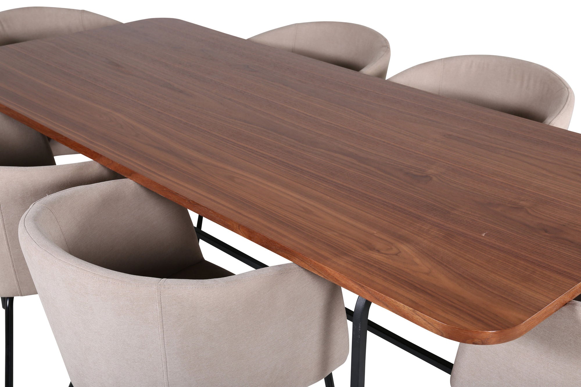 Venture Home Uno spisebord - Black / Walnut Veneer+Berit stol - Black / Beige Fabric (Polyester linen )_6