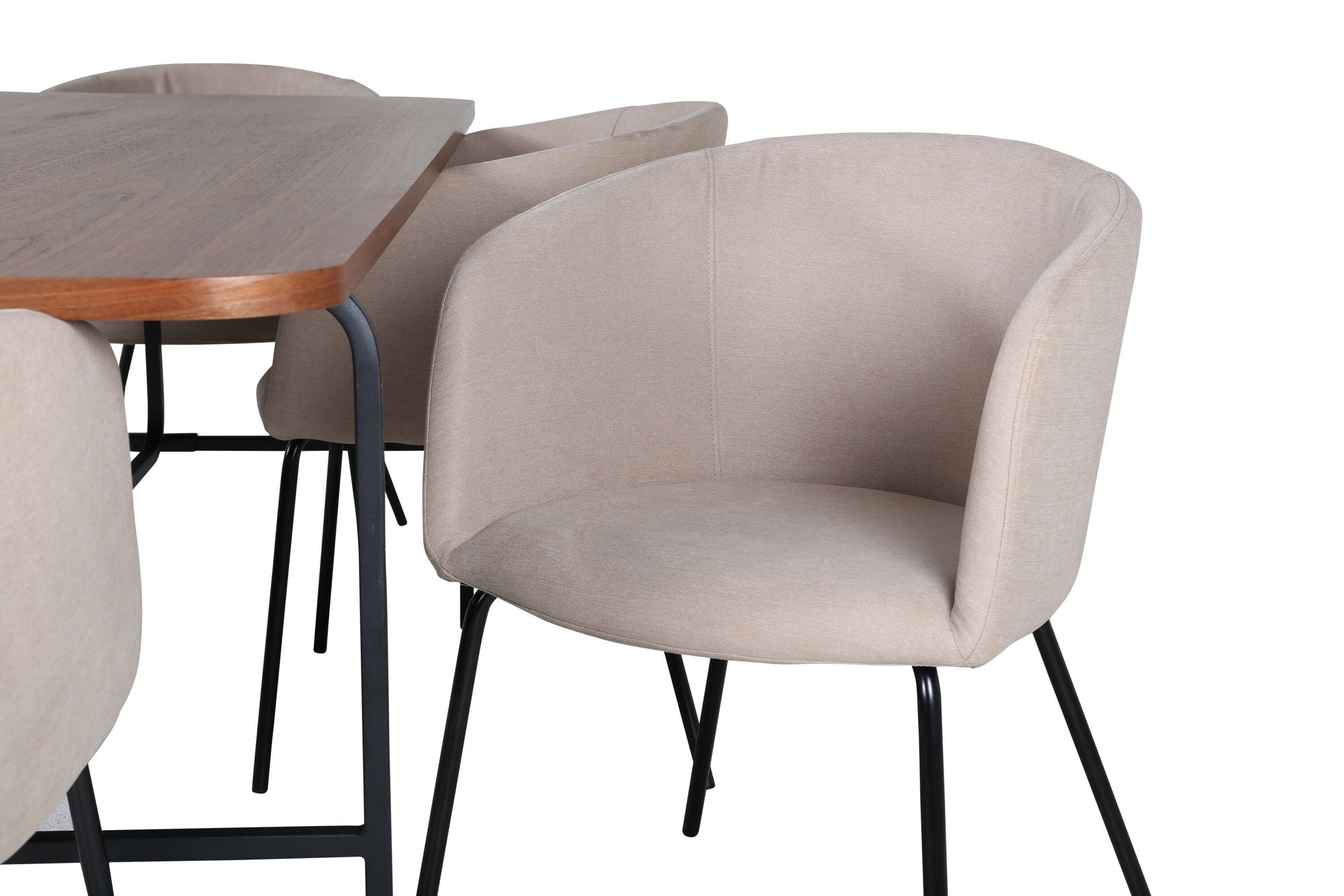 Venture Home Uno spisebord - Black / Walnut Veneer+Berit stol - Black / Beige Fabric (Polyester linen )_6