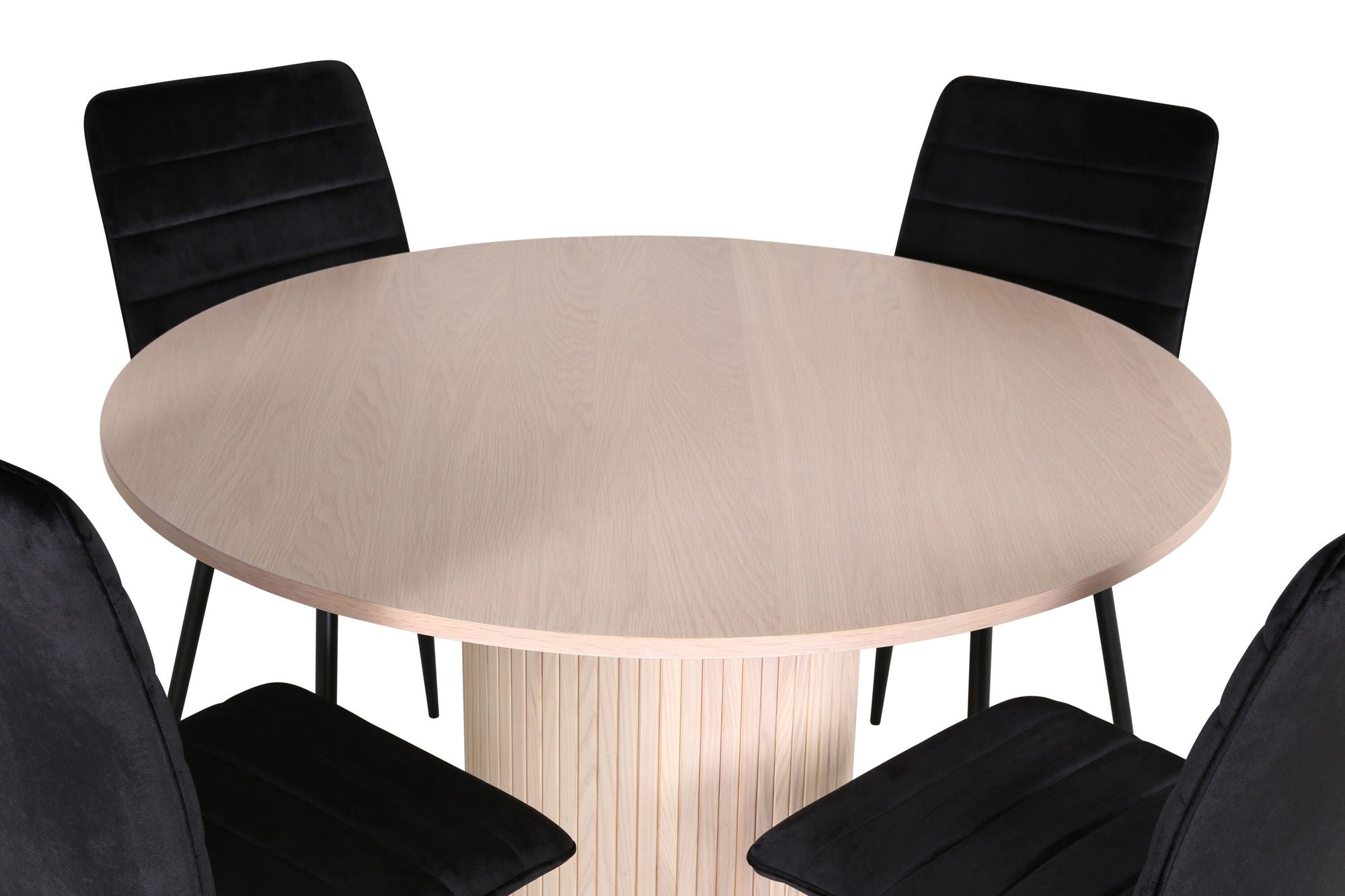 Venture Home Bianca rund spisebord - White Wash / Black Veneer+Windu Lyx stol - Black / Black Velvet_4