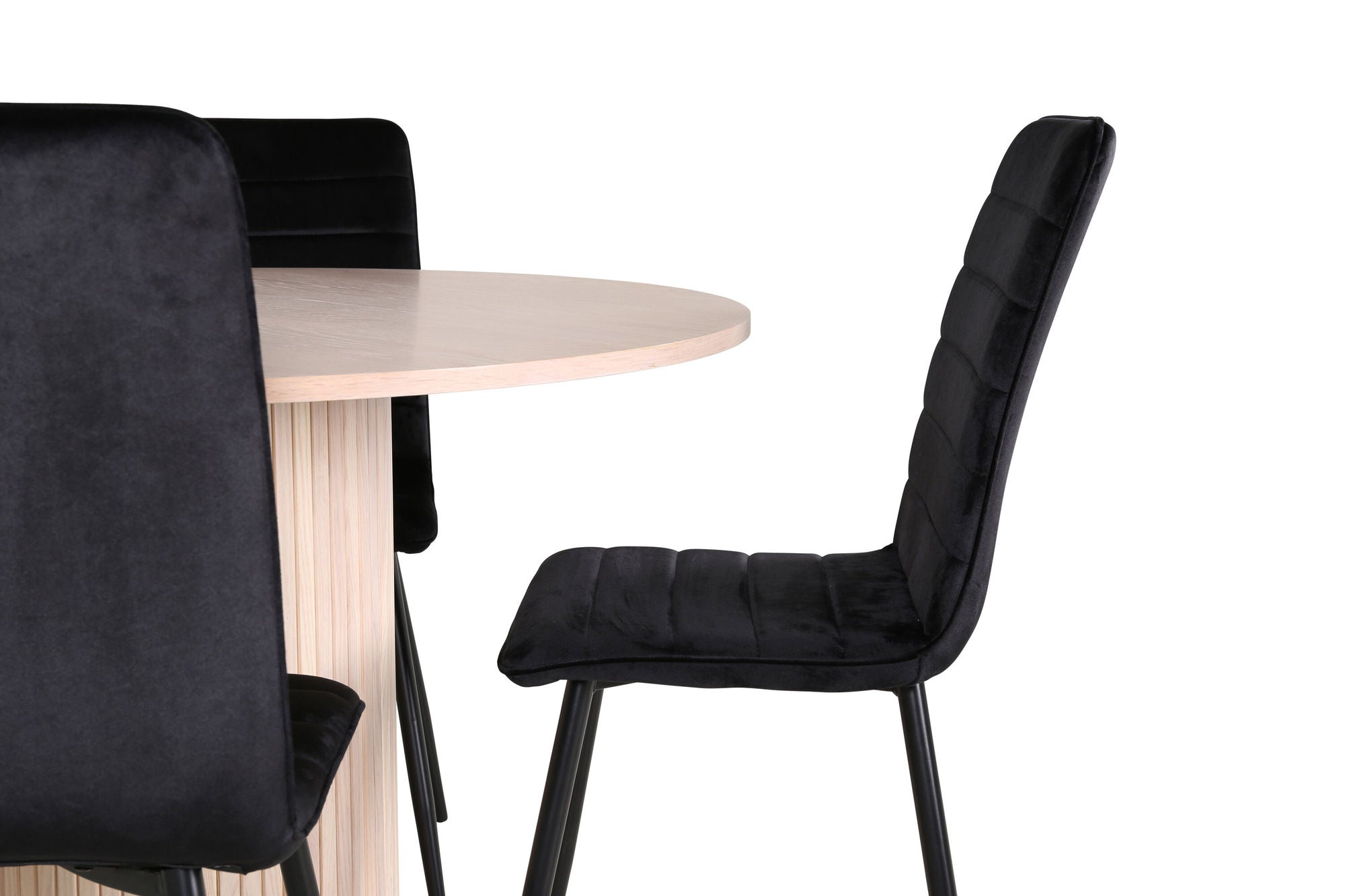 Venture Home Bianca rund spisebord - White Wash / Black Veneer+Windu Lyx stol - Black / Black Velvet_4