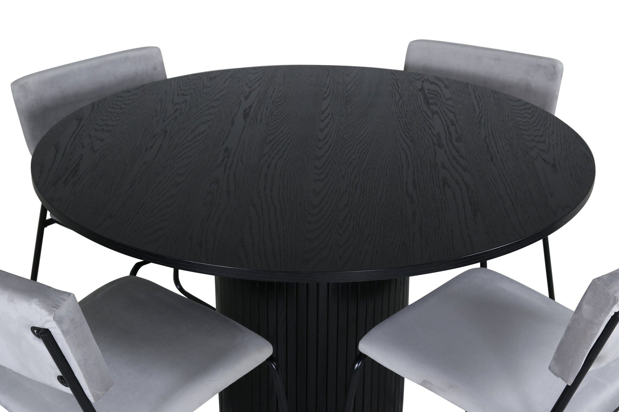 Venture Home Bianca rund spisebord - Black / Black Veneer+Kenth stol - Black / Light Grey Velvet_4