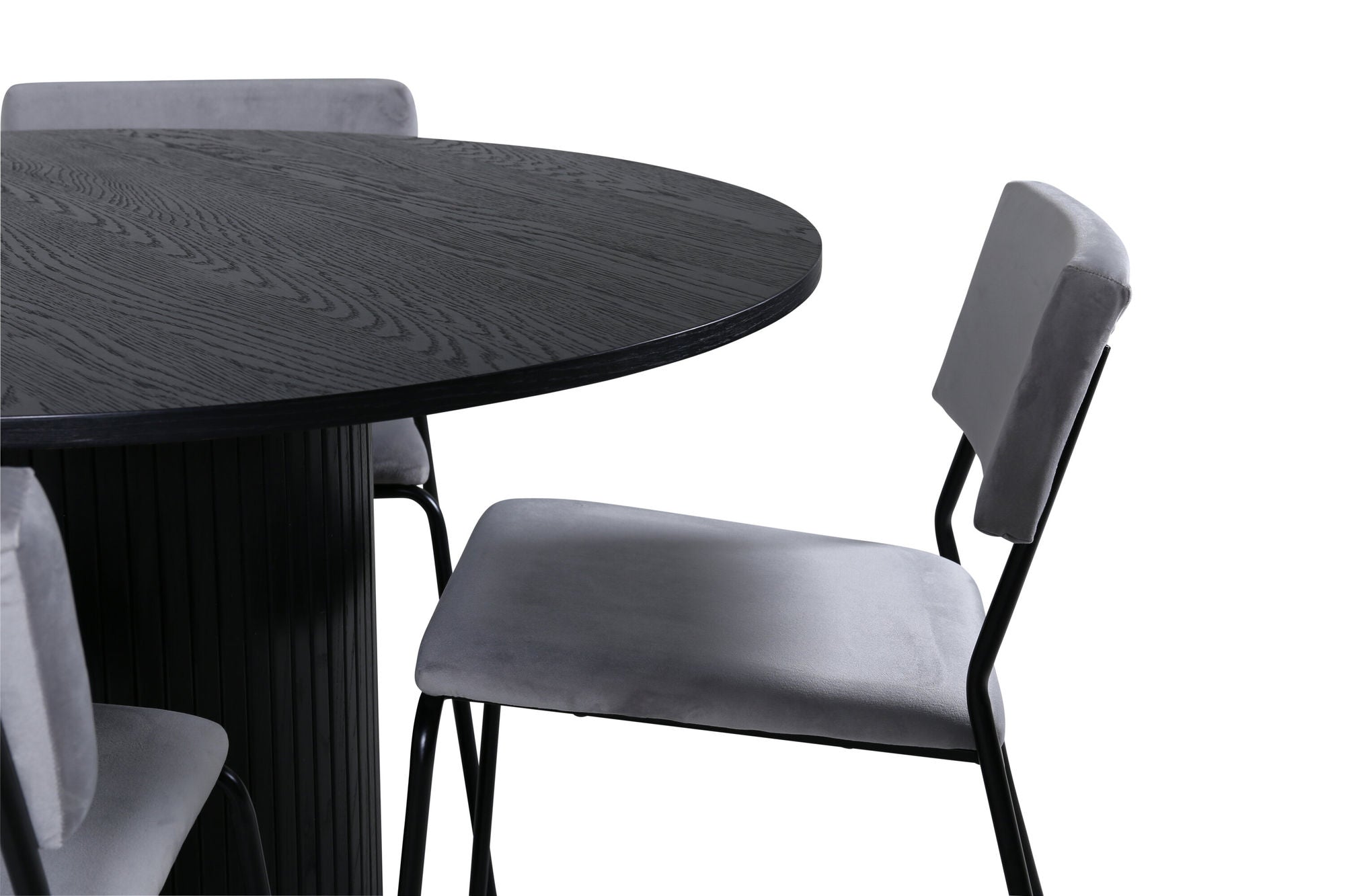 Venture Home Bianca rund spisebord - Black / Black Veneer+Kenth stol - Black / Light Grey Velvet_4