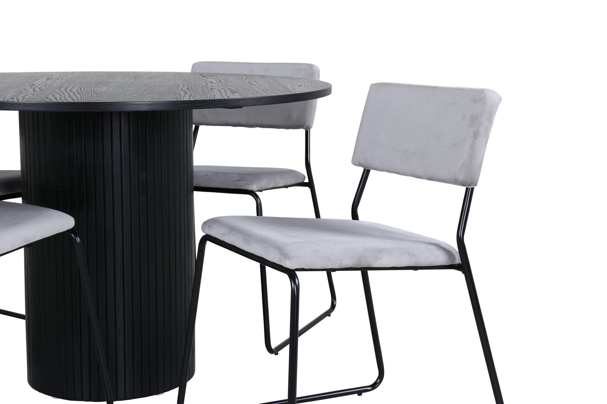 Venture Home Bianca rund spisebord - Black / Black Veneer+Kenth stol - Black / Light Grey Velvet_4