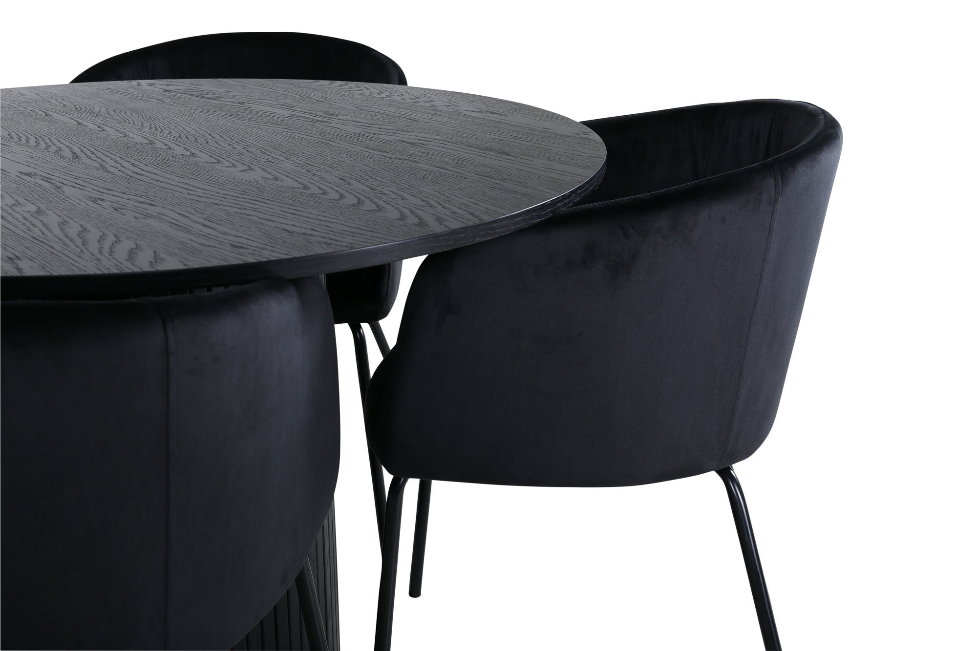 Venture Home Bianca rund spisebord - Black / Black Veneer+Berit stol - Black / Black Velvet_4