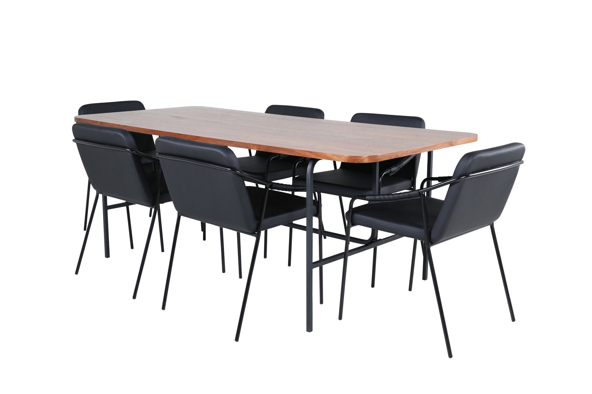 Venture Home Uno spisebord - Black / Walnut Veneer+Tvist stol - Black / Black PU_6