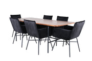 Venture Home Uno spisebord - Black / Walnut Veneer+Petra stol - Black / Black Velvet_6
