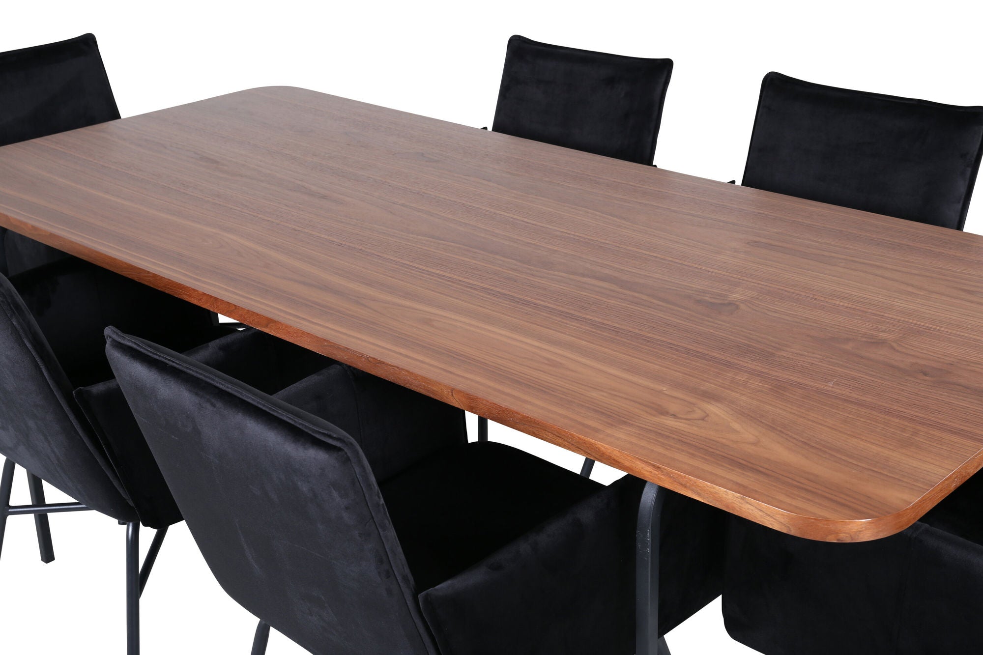 Venture Home Uno spisebord - Black / Walnut Veneer+Petra stol - Black / Black Velvet_6