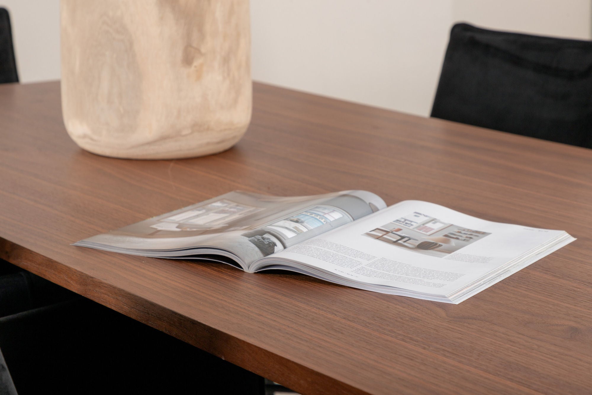 Venture Home Uno spisebord - Black / Walnut Veneer+Petra stol - Black / Black Velvet_6