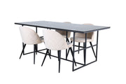 Venture Home Leif spisebord - Black / Black smoked smoked Glass+Velvet Stitches stol - Black / Beige Velvet_4