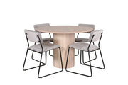 Venture Home Bianca rund spisebord - White Wash / Black Veneer+Kenth stol - Black / Light Grey Velvet_4