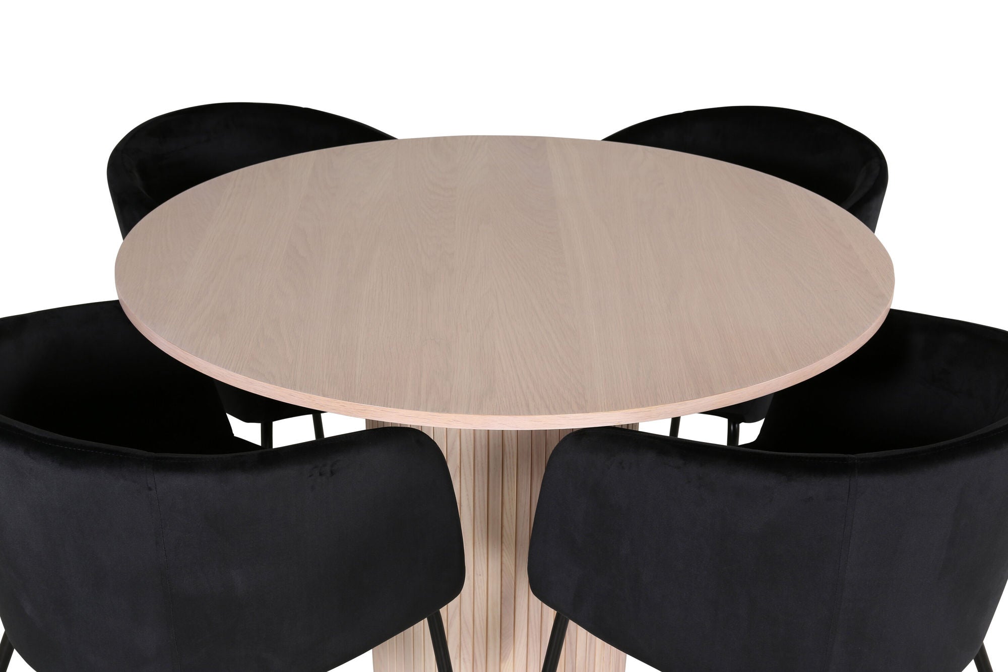 Venture Home Bianca rund spisebord - White Wash / Black Veneer+Berit stol - Black / Black Velvet_4