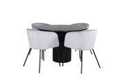 Venture Home Bianca rund spisebord - Black / Black Veneer+Berit stol - Black / Light Grey Velvet_4