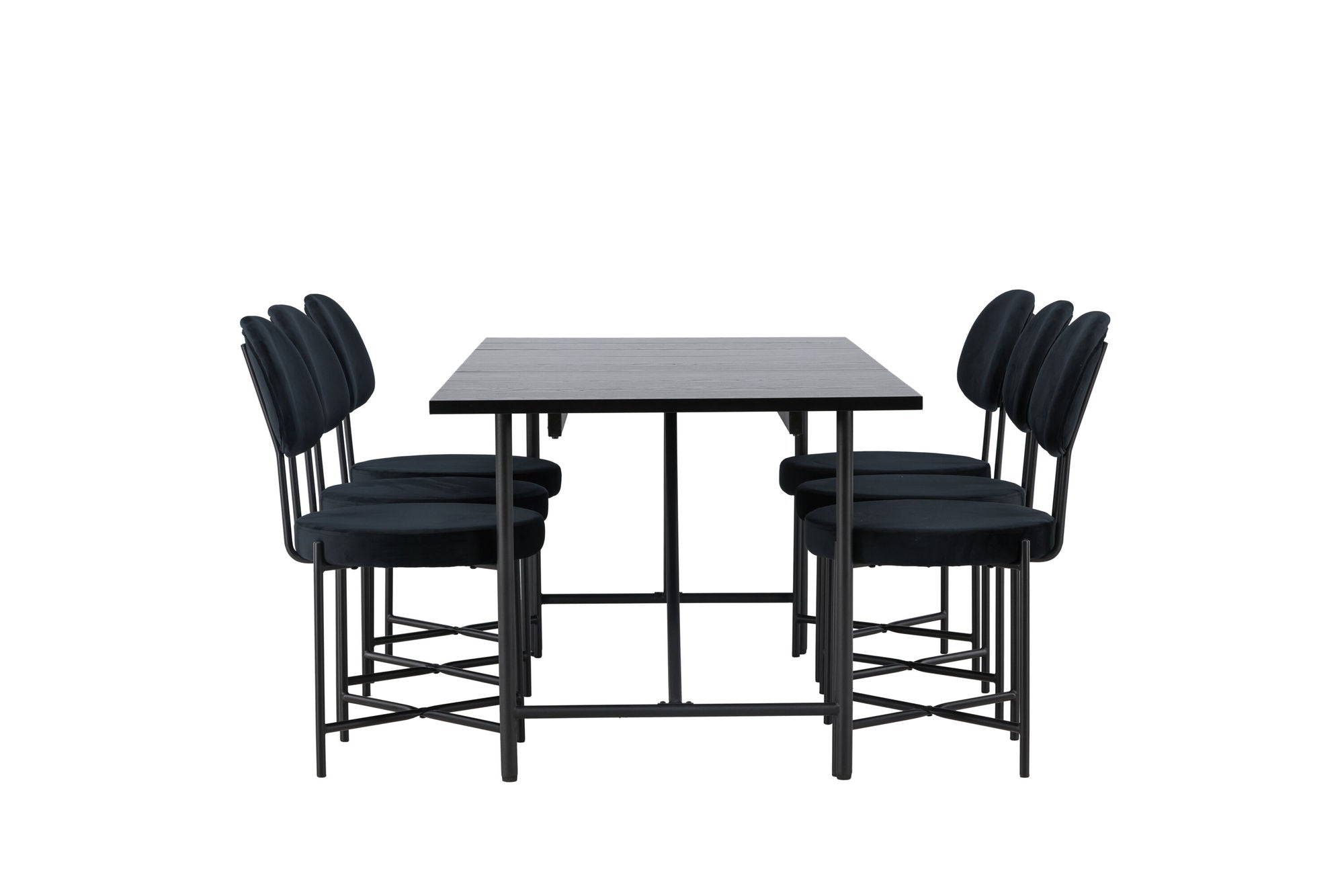 Venture Home Astrid spisebord 200*75 - Matte black / Matte black MDF with veneer +Stella Spisebordsstol - Black / Black Velvet _6