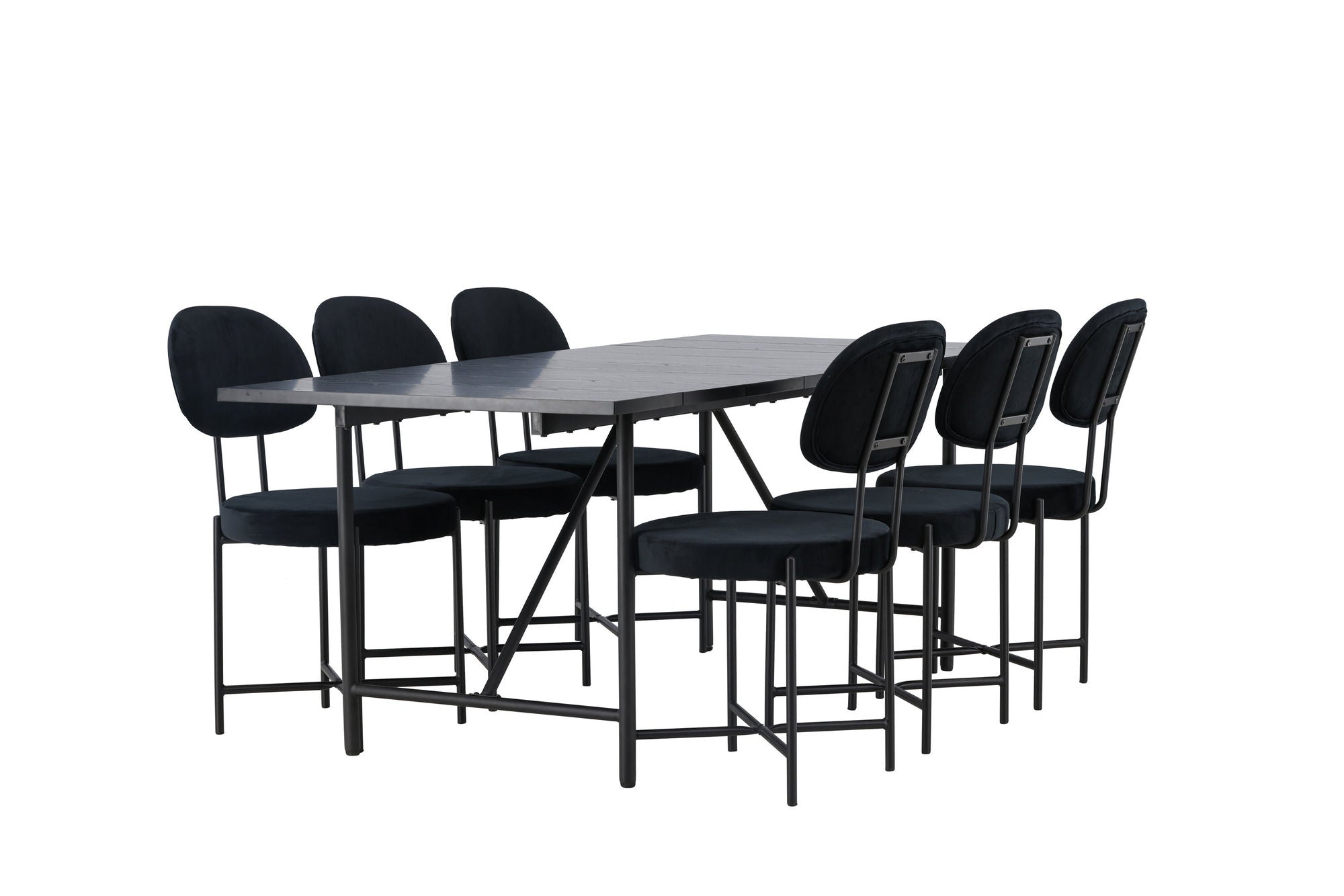 Venture Home Astrid spisebord 200*75 - Matte black / Matte black MDF with veneer +Stella Spisebordsstol - Black / Black Velvet _6
