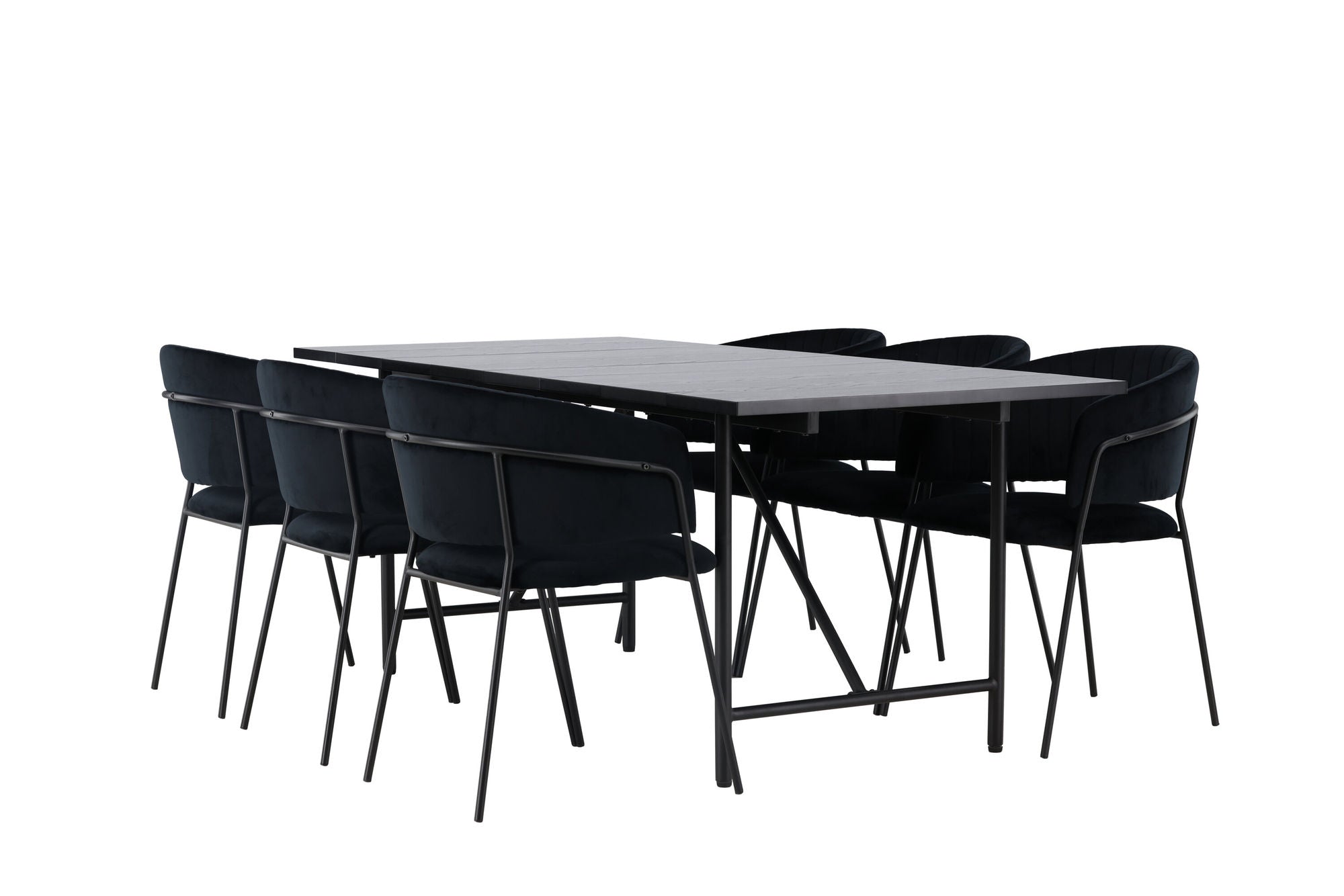 Venture Home Astrid spisebord 200*75 - Matte black / Matte black MDF with veneer +Selma Spisebordsstol - Black / Black Velvet _6