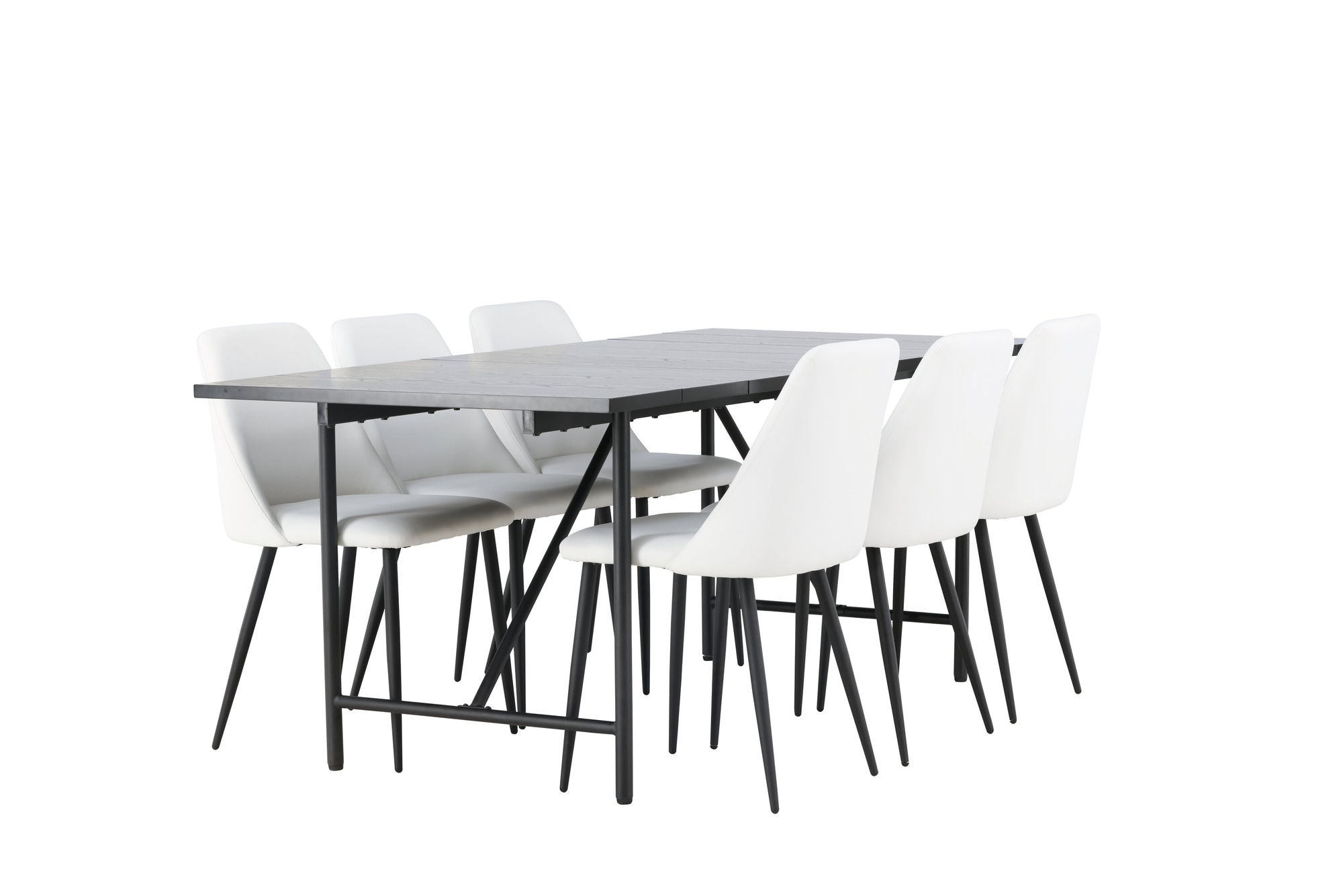 Venture Home Astrid spisebord 200*75 - Matte black / Matte black MDF with veneer +Night Spisebordsstol - Black / White PU _6