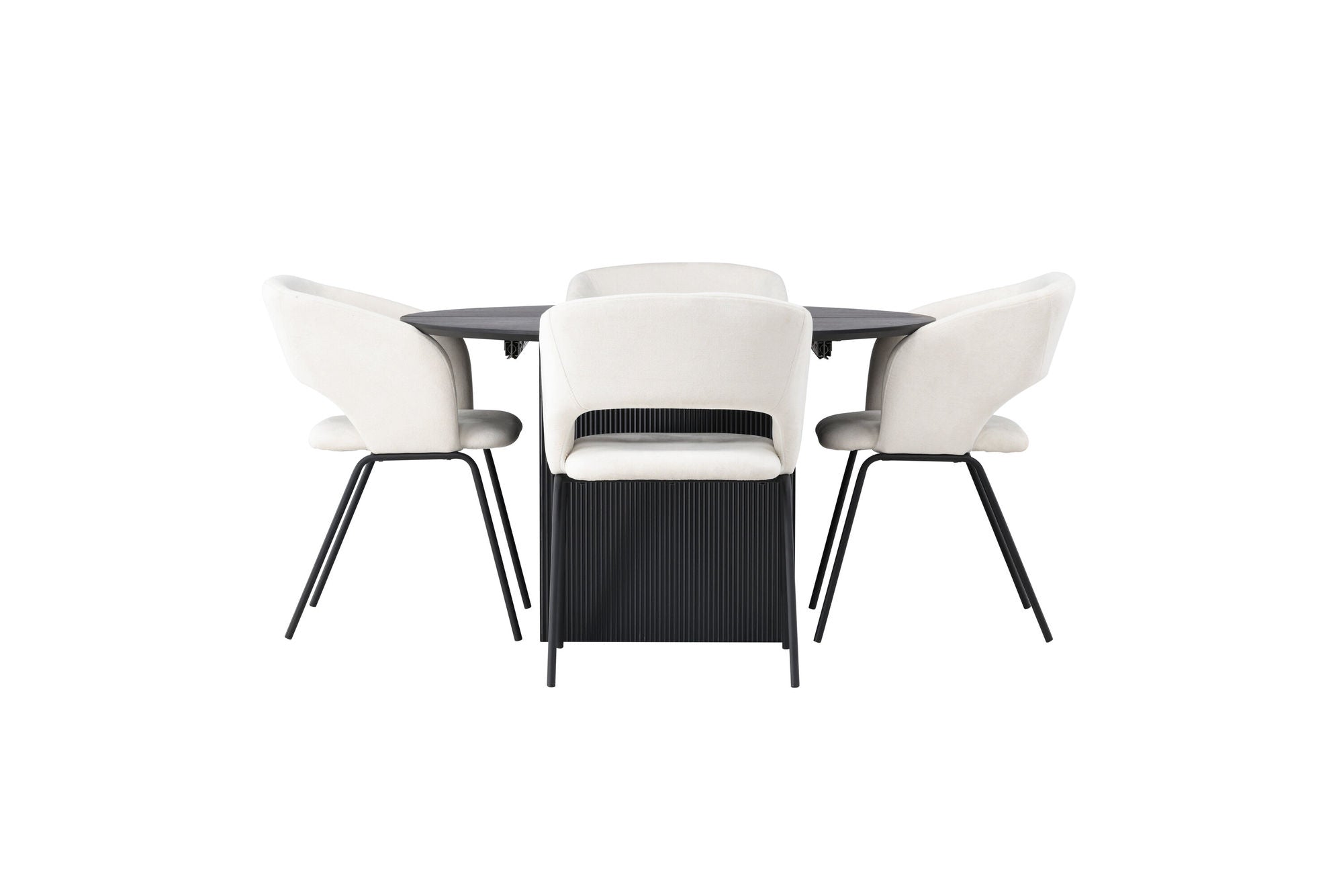 Venture Home Matilda spisebord φ130 - Black / Black MDF with veneer +Day Spisebordsstol - Matte black / White Linen _4