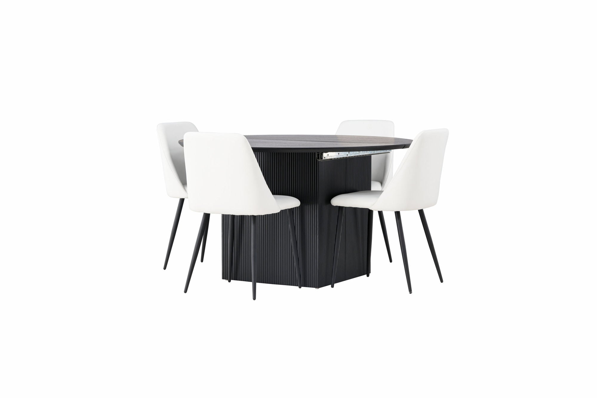 Venture Home Matilda spisebord φ130 - Black / Black MDF with veneer +Night Spisebordsstol - Black / White PU _4
