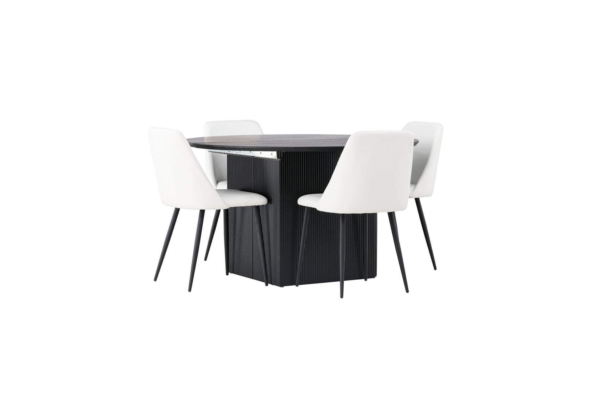 Venture Home Matilda spisebord φ130 - Black / Black MDF with veneer +Night Spisebordsstol - Black / White PU _4