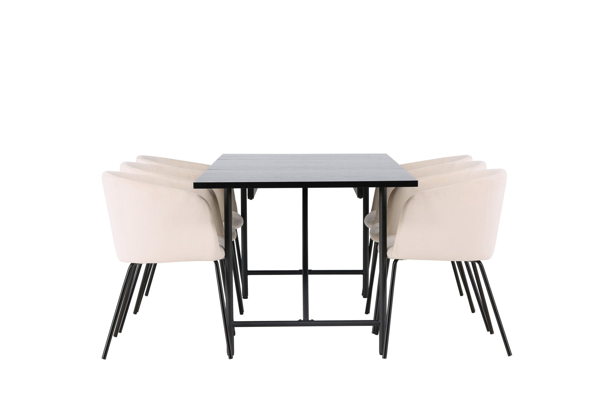 Venture Home Astrid spisebord 200*75 - Matte black / Matte black MDF with veneer +Berit stol - Black / Beige Velvet _6