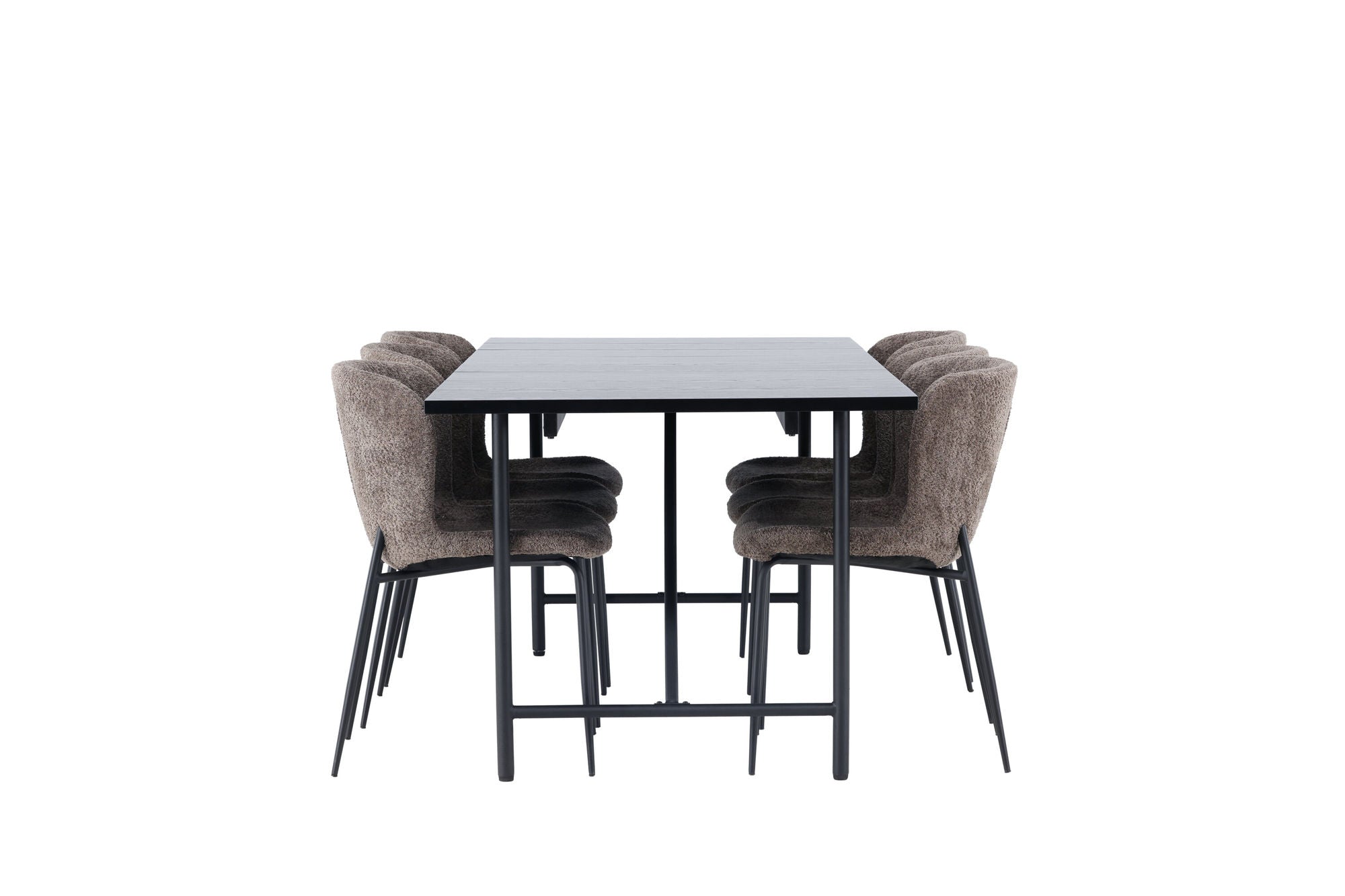 Venture Home Astrid spisebord 200*75 - Matte black / Matte black MDF with veneer +Modesto Spisebordsstol - Grey / Smoked Black Boucle _6