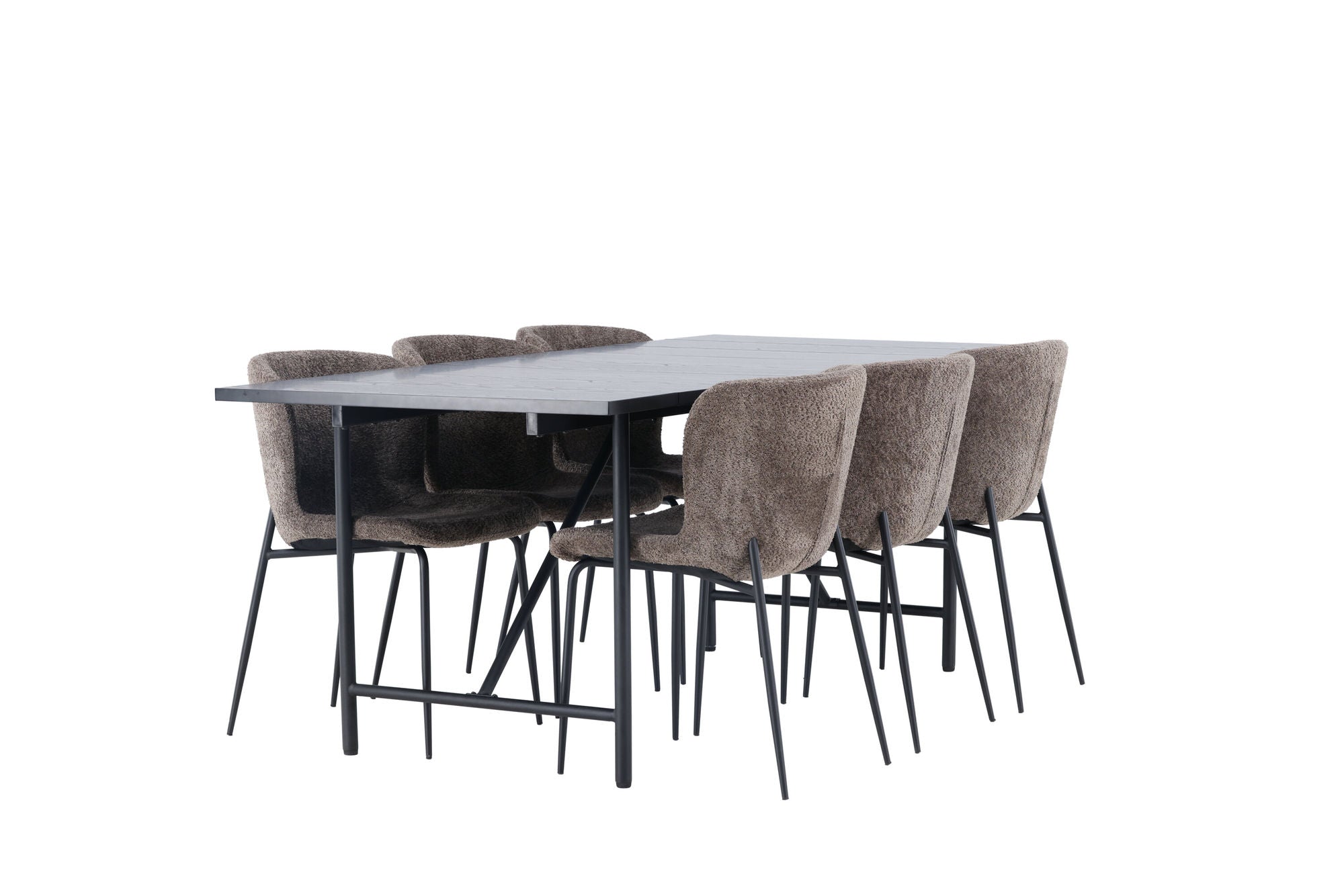 Venture Home Astrid spisebord 200*75 - Matte black / Matte black MDF with veneer +Modesto Spisebordsstol - Grey / Smoked Black Boucle _6