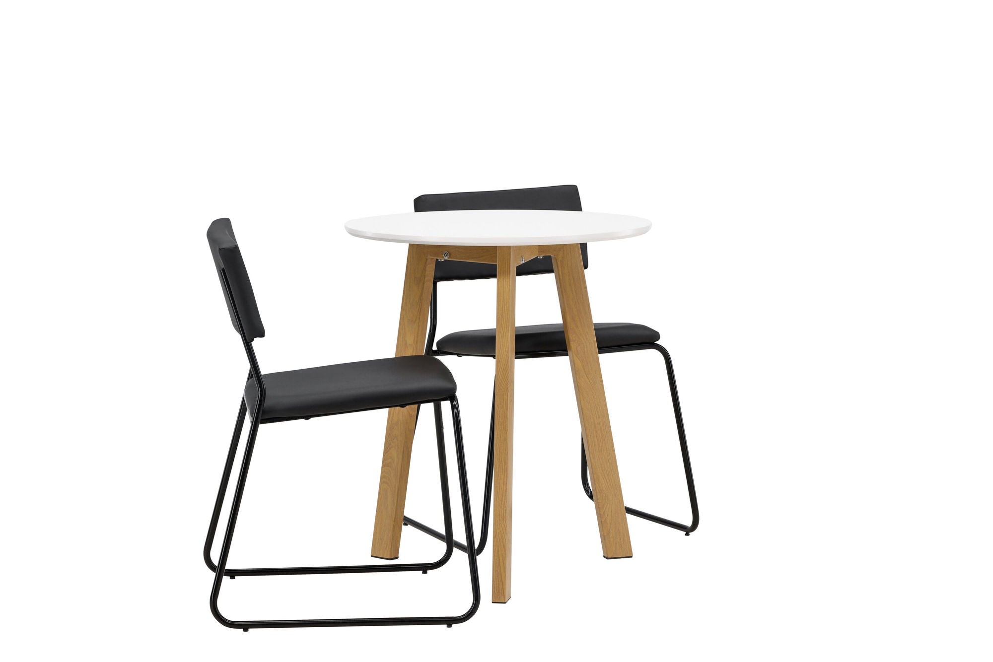 Venture Home Leonora spisebord φ65 - Oaklook / White MDF +Kenth stol - Black / Black PU _2