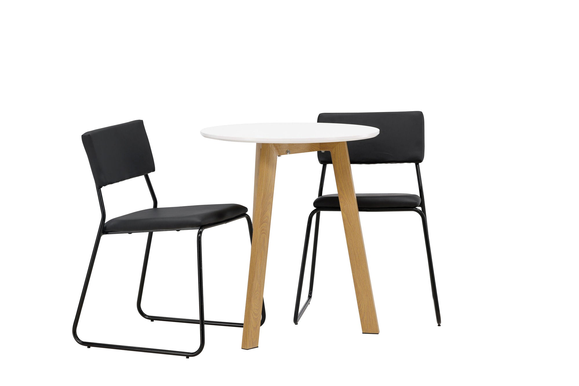 Venture Home Leonora spisebord φ65 - Oaklook / White MDF +Kenth stol - Black / Black PU _2
