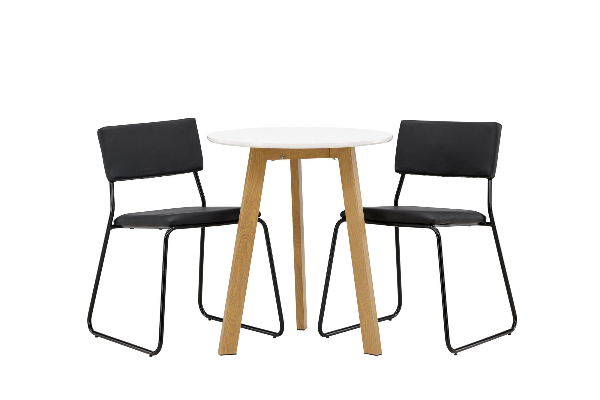 Venture Home Leonora spisebord φ65 - Oaklook / White MDF +Kenth stol - Black / Black PU _2