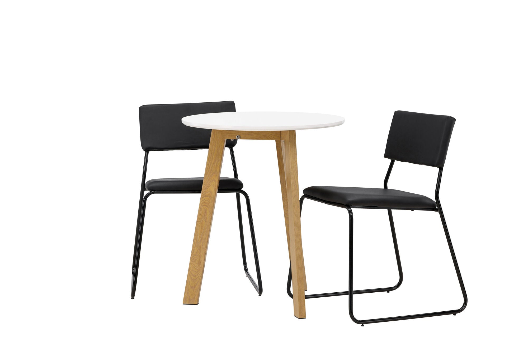 Venture Home Leonora spisebord φ65 - Oaklook / White MDF +Kenth stol - Black / Black PU _2